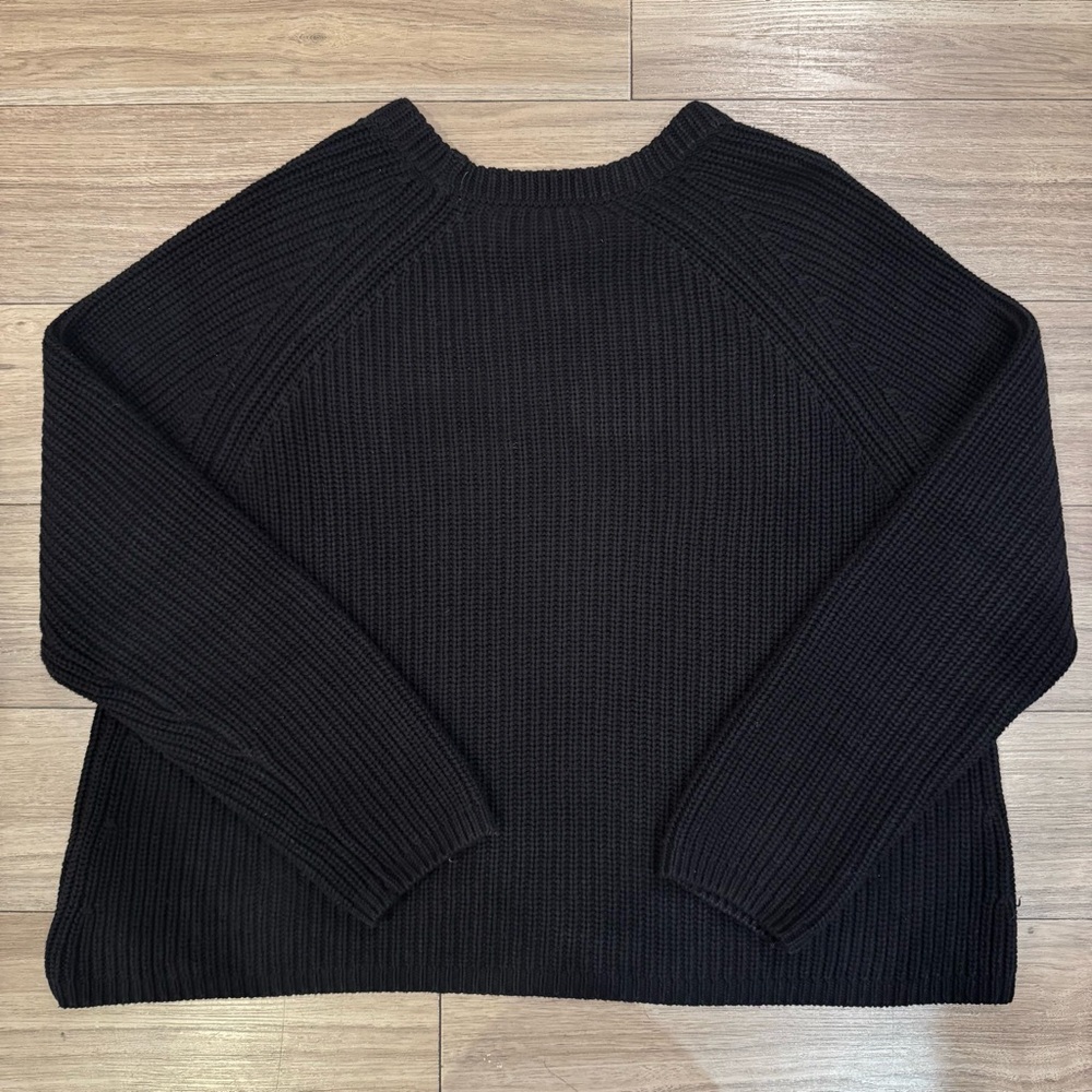 Quince 100% Organic Cotton Fisherman Crew Neck Black Sweater Size XL - Picture 9 of 14